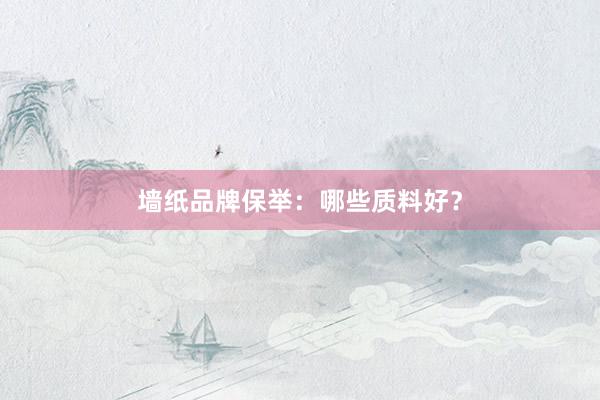 墙纸品牌保举：哪些质料好？
